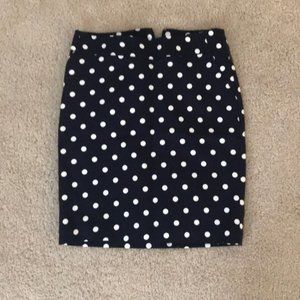 EUC Merona Navy & White Polka Dot Pencil Stretch Skirt Size 12